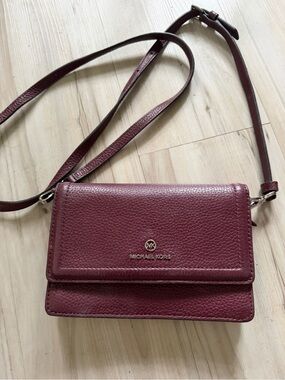 Michael Kors Merlot Pebbled Leather Crossbody